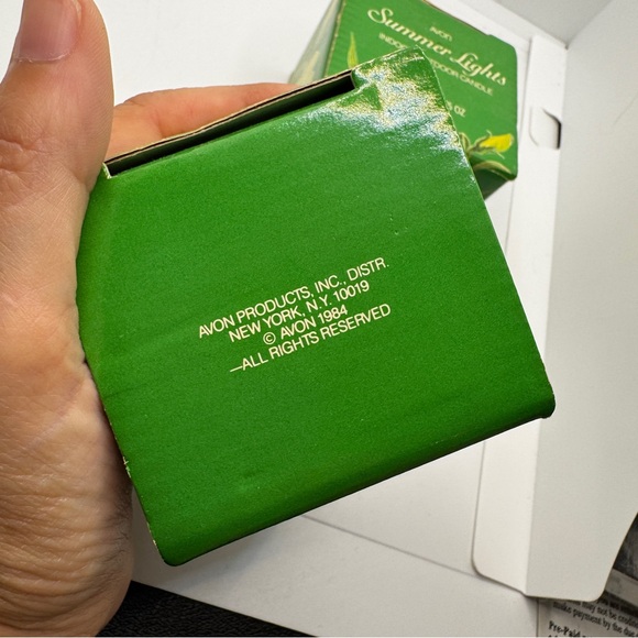 Vintage 1984 Avon Summer Lights Indoor Outdoor Candle Green‎ Floral Set of 2 - Picture 6 of 7